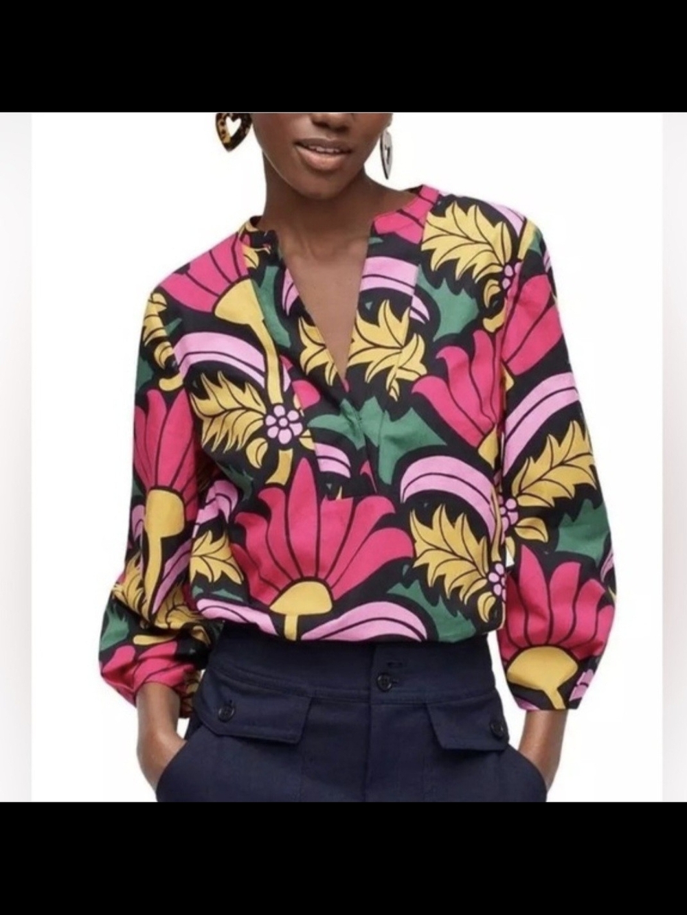 Like New J. Crew Ratti Grandi Fiori Cotton Poplin Popover -S
